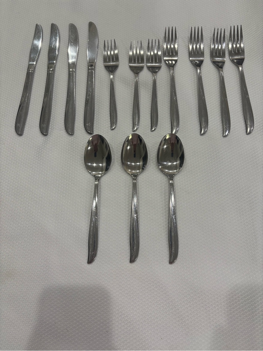 VTG Oneida Twin Star Stainless Flatware 14 Pc Lot MCM
